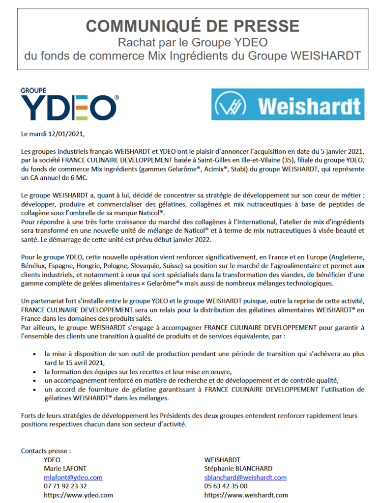 Rachat Groupe Ydeo